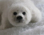 Handmade Needle Felted Animals Wool Arctic Baby Harp Seal