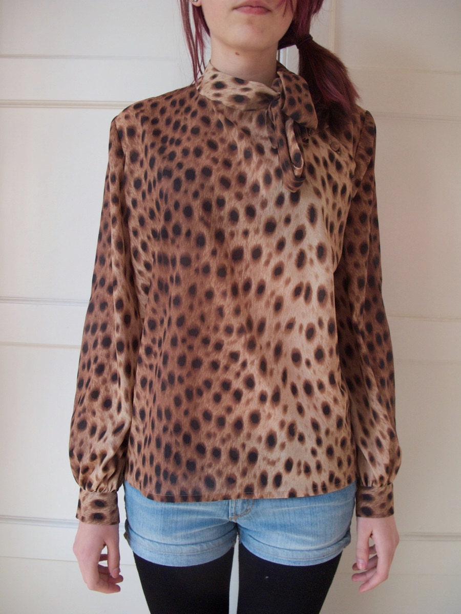 80s leopard print blouse SALE