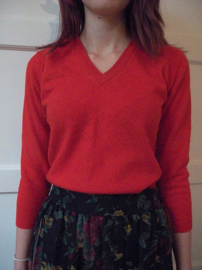 Red cashmere 60s 70s jumper SALE
