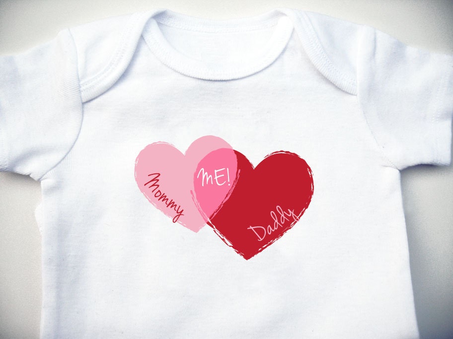 Mommy and Daddy Equals Me Onesie - Baby Shower Gift - Baby Clothing - Baby Bodysuit - Hearts - The Valentine