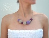 Purple Linen Nursing Necklace, Modern Crochet Eco Nursing Jewelry Trendy Eco friendly Textile Necklace, Lilac Baby Friendly Crochet Necklace