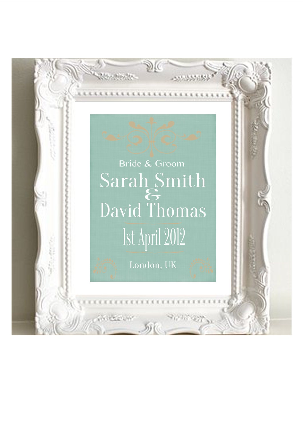 Personalised wedding Art Print - Word Art- Typography- anniversary- custom print- wedding gift-blue