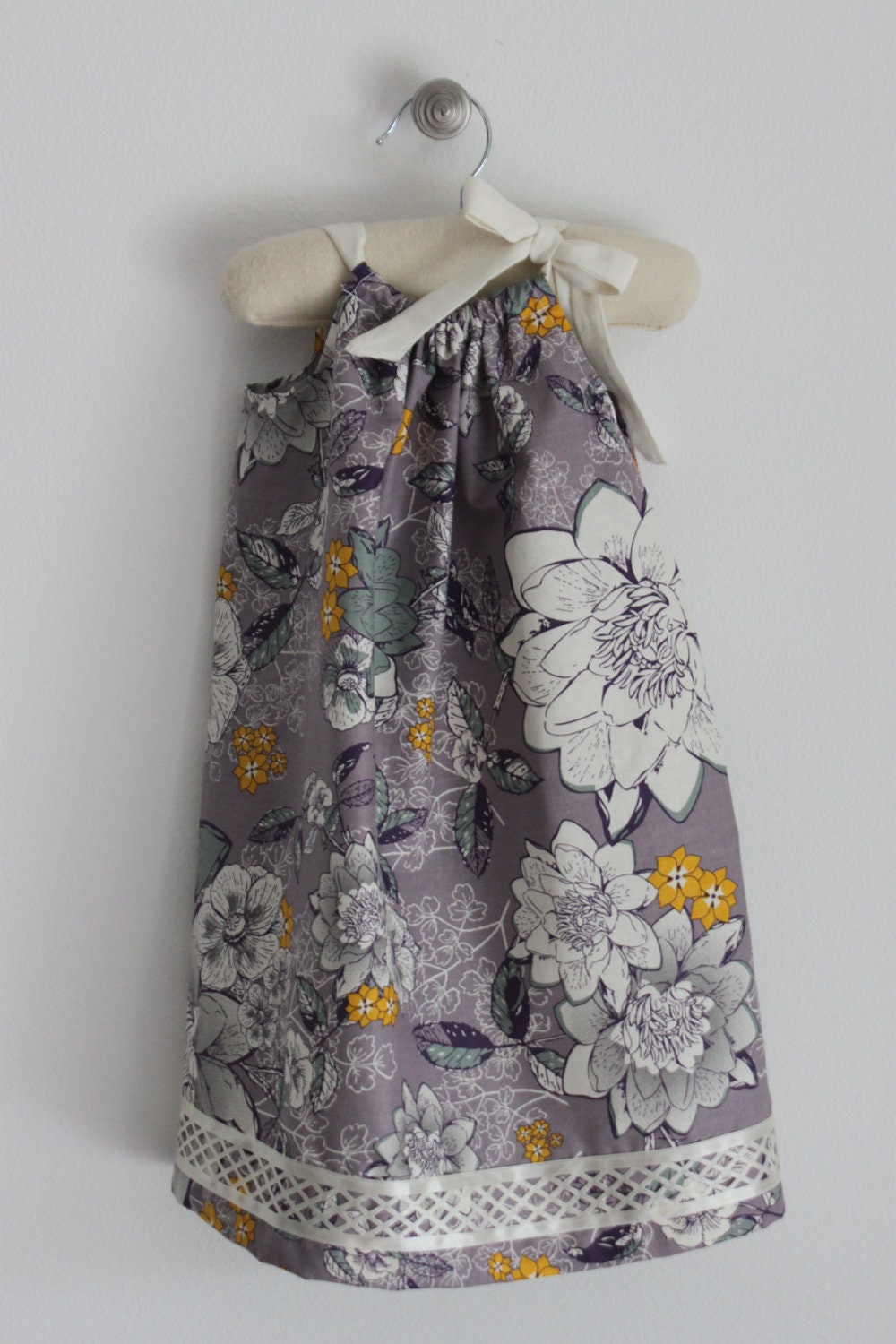 Girls dress, Purple floral pillowcase dress, handmade childrens clothing by Willow Bee Apparel