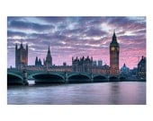 Westminster Bridge Sunset 002 (LIMITED EDITION colour PRINT) Big Ben River Thames London.