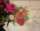 Babushka Bouquet - original fine art print A4