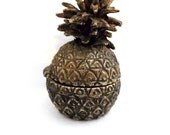 Vintage Miniature Bronze Pineapple Hinged... Box or Incense Burner or Dollhouse Accessory... - SmurfFetes