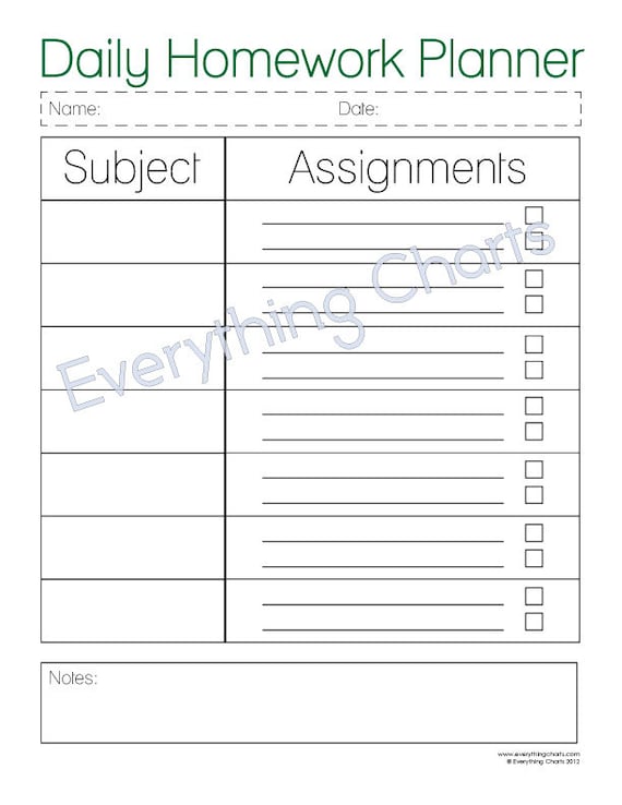 Printable homework planner 2011