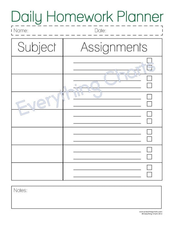 Printable homework planner 2011