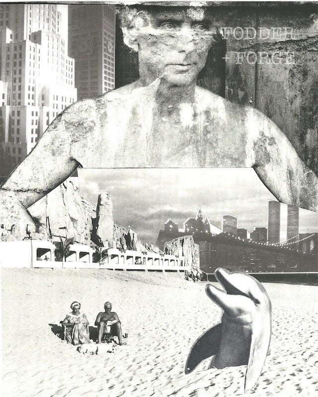 Art Print of Original, Handmade Collage from Vintage Black and White Photos