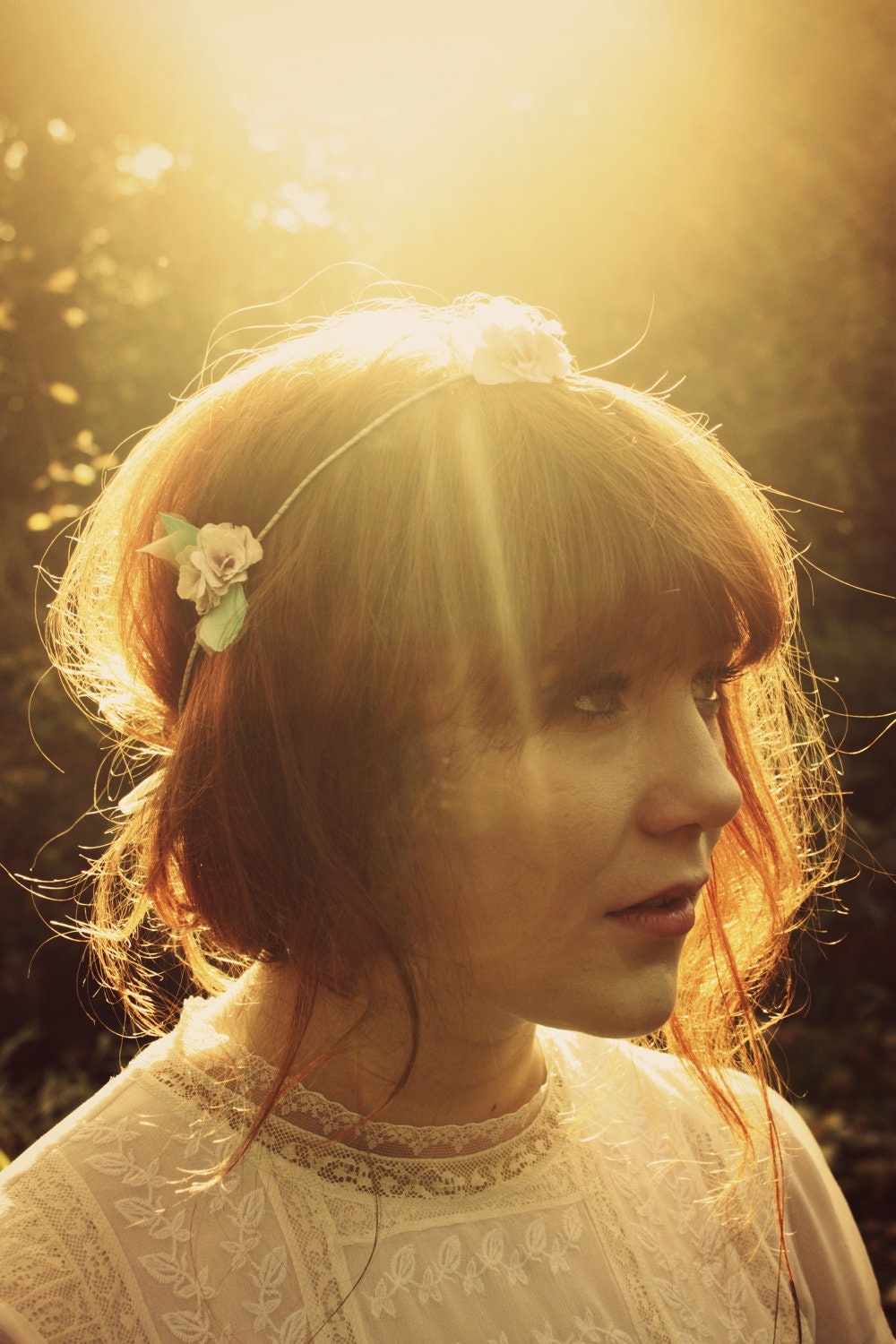 Simple floral crown halo, Bridal, Bridesmaid accessories, handmade