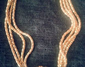 Antique / Victorian 1940s Signed Bigney 12K Gold 4-Strand Knot Choker Necklace