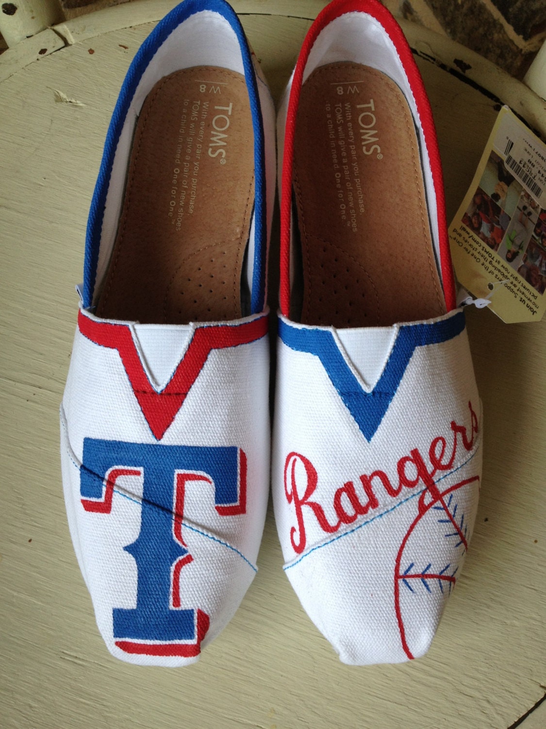 Texas Rangers Hand Painted TOMS