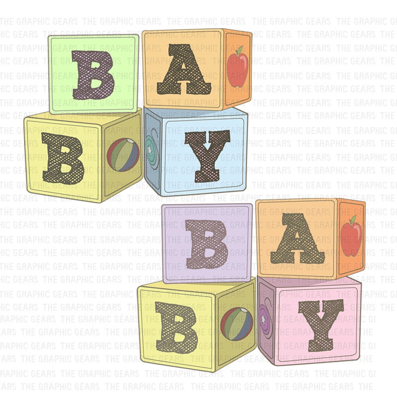 Baby Blocks Clip Art Alphabet Blocks for Boy and by GraphicGears