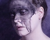 In The Muck - FREE SHIPPING - Print Face Black Oil Drips Melting Pale Blue Pink Girl Surreal Creepy Strange Portrait Photo Art