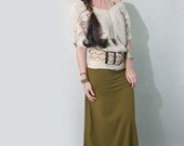 Golden Olive Maxi Skirt, Long Women's Jersey Skirt, xs small medium large xl, Tall Petite