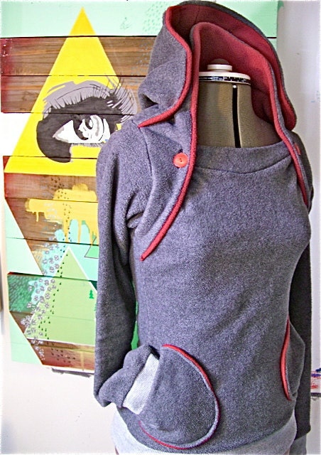 the Amazing Hoodie-- double collar hooded sweatshirt, buttoned versatility, pockets.  choose your colors.