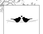 Clear Rubber Stamp  Ready to Ship Two Love Birds on wire True Love - No Block Included