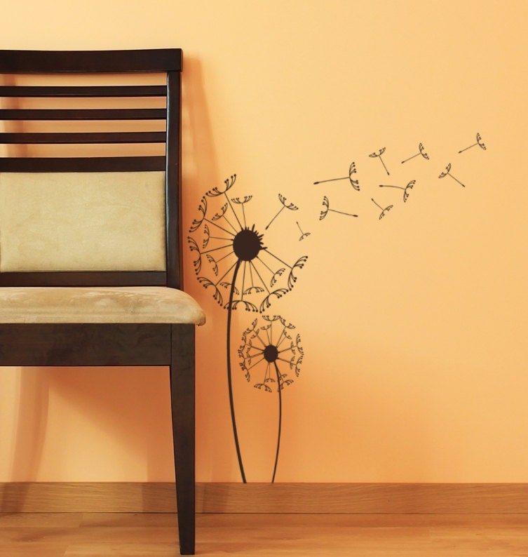 Dandelions Vinyl Wall Decal Floral Decor Art graphic Sticker set with blowing seeds for home decor or office