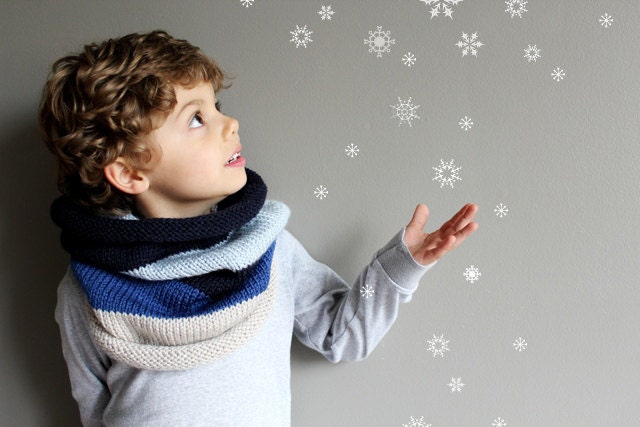 kids knit barrel cowl in ARCTIC BLUE stripes (vegan friendly)