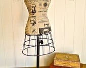 Triana- foam and cloth adjustable height mannequin form with wire skirt and vintage style metal base - great for shop display, home decor