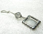 Wedding bouquet photo frame charm. Smokey grey crystal.