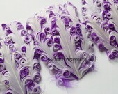 CLEARANCE - Imperfect White on Purple Nagorie Curled Goose Feather Pads - 3.00 ea