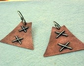 Forged Copper & Silver wire Earrings - Mixed Metals Jewelry
