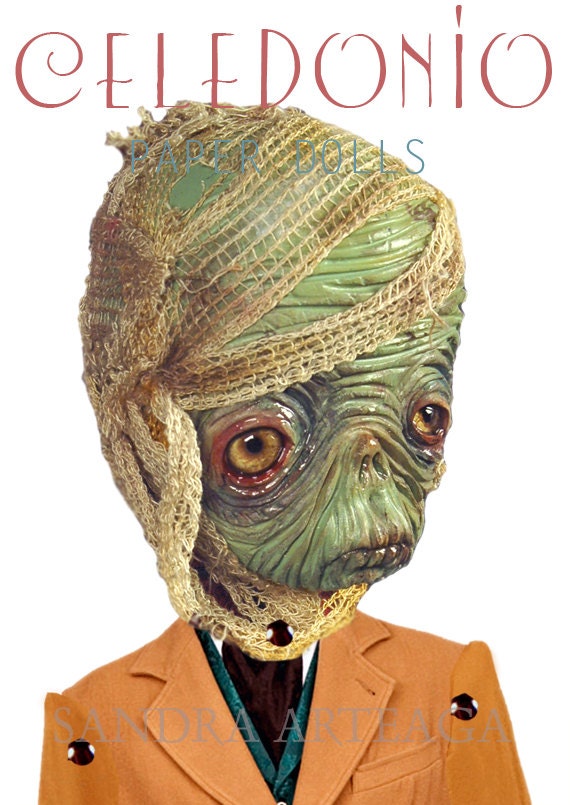 Celedonio-  Halloween mummy articulated PAPER DOLL - 11.8 inches - monster art doll drawing freak monster creature horror funny zombie