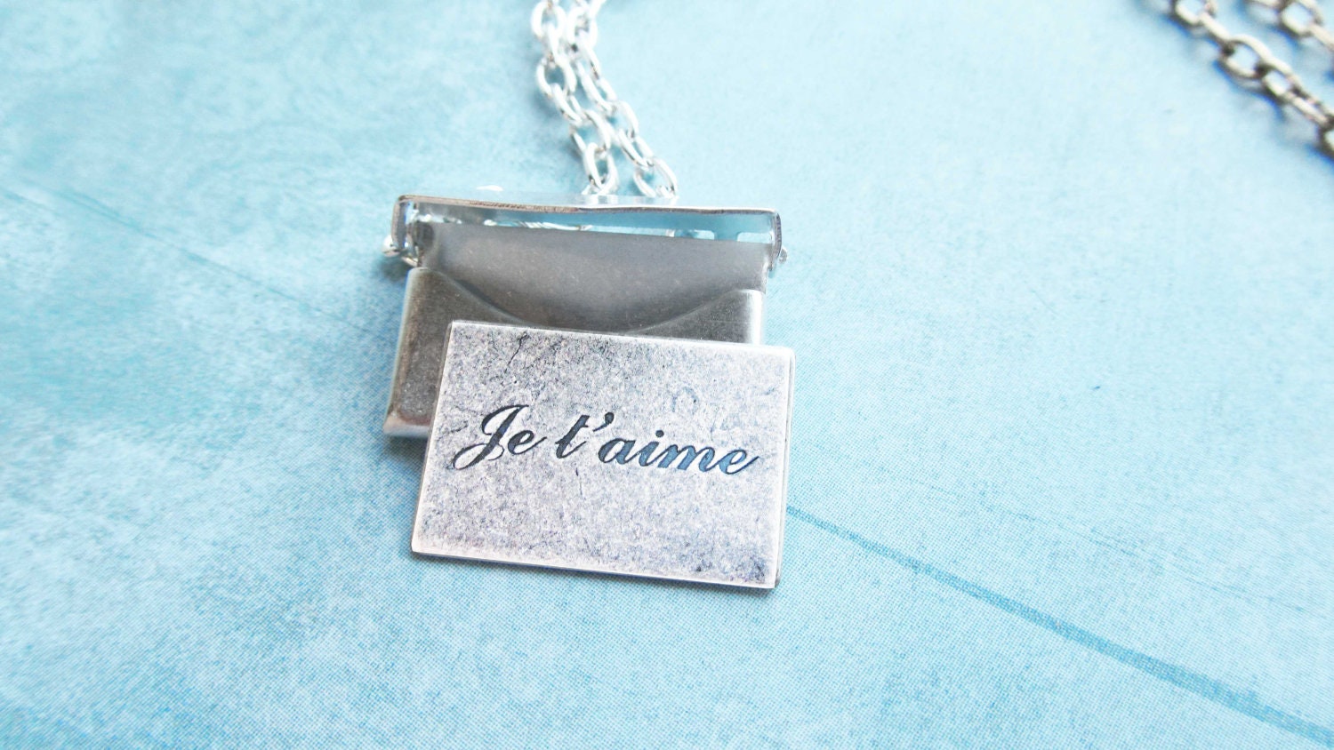 Love Letter Silver Necklace - Je t'aime - Let Her Love - Letter Removable Custom Chain mother grandma grandmother mom nana gram mama