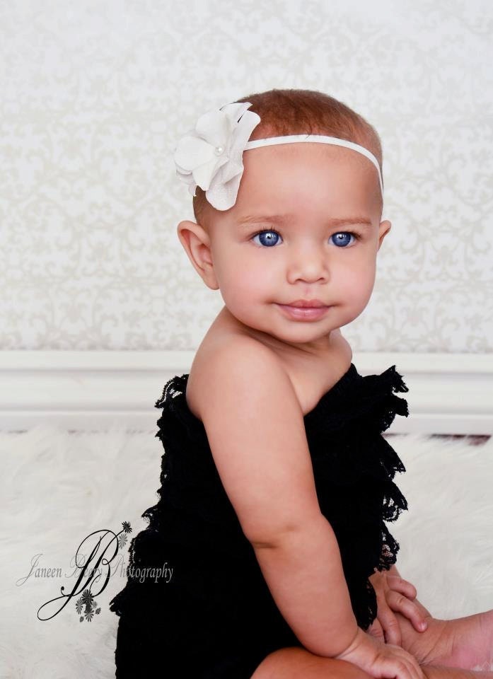 Stunning Easter flower  Cream Velvet Sparkling Pearl Center Dainty Flower on Itty Stretch Headband - Photo Prop- Holiday Headband