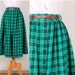 1980s High Waisted Midi Skirt / Green & Black Plaid Flannel by Liz Claiborne - Womens S / M - Full High Rise Below the Knee Soft Warm Winter