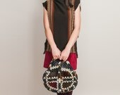 Boho Leather Bag - Vintage 1970s Woven Chain Link Leather Purse
