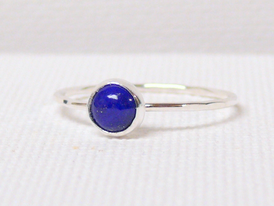 Sterling silver lapis ring silver stack ring gemstone stacking ring stackable ring blue lapis lazuli