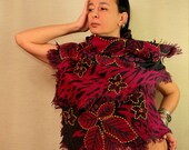 Wuthering Heights / Burgundy Black Shawl Wrap Scarf Wool Woven Hand Embroidery Stole Pashmina Pure Wool Eco Friendly
