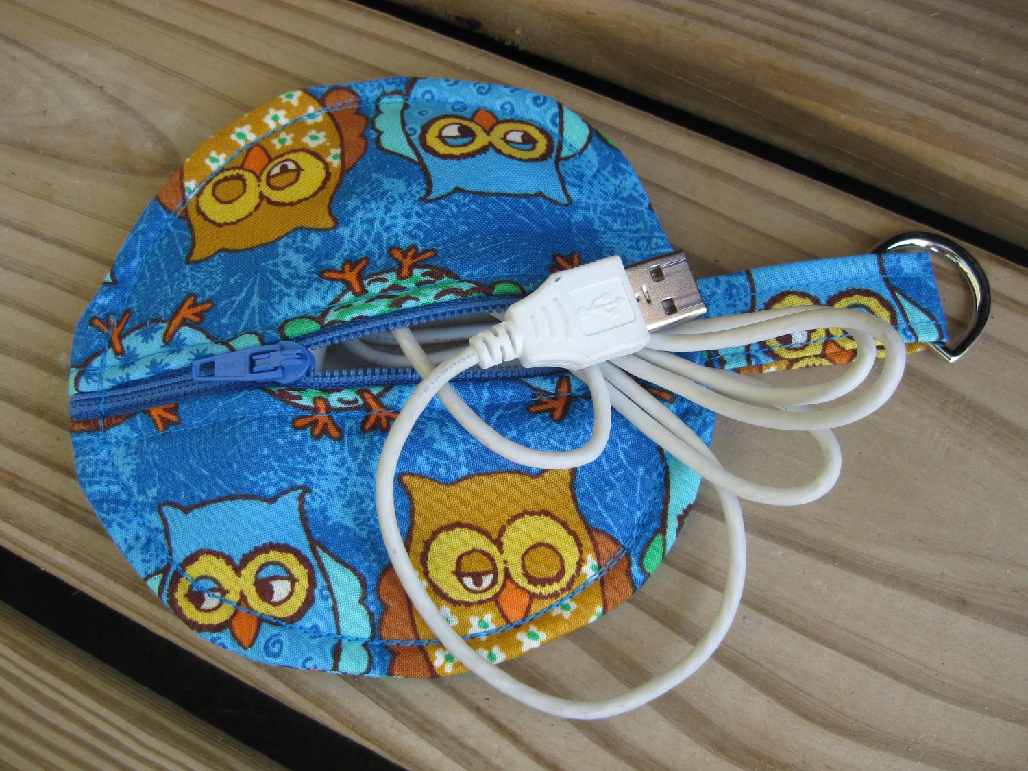Earbud Pouch Rosary Pouch Cable Keeper Coin Purse Flannel Lined OWL Keep It SAFE