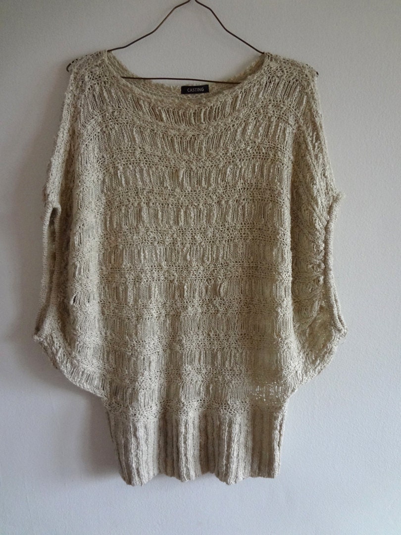 Vintage Oatmeal White Slouch Sweater