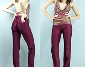 70s DISCO Maroon SPANDEX CIGARRETE Pants // Flexatard //  Vintage Clothes by TatiTatiVintage on Etsy