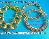 Diamond Rhinestone Dangle Chain Link Hoop Earrings-  CHAIN REACTION Earrings (Gold)