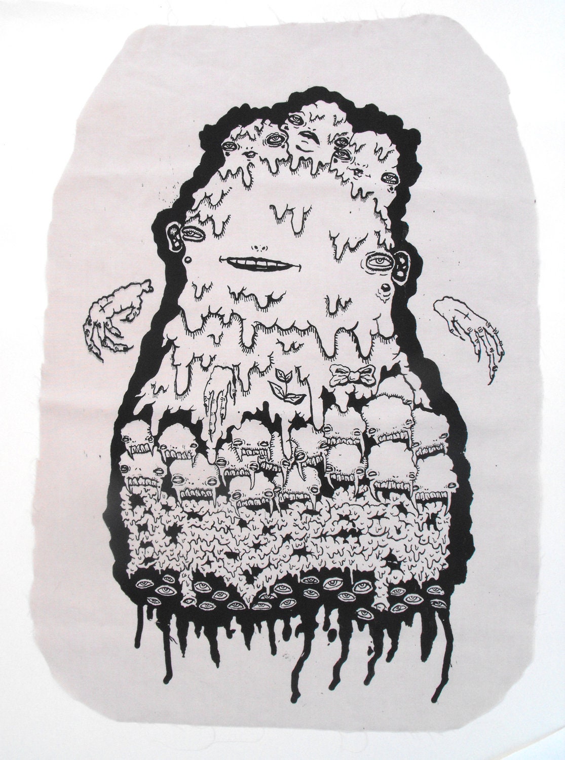 Back Patch Screenprint - Original Artwork - Humanoid Barf Slime Pile