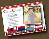 Choo Choo Train Birthday Invitation with Photo Red Blue Il_170x135