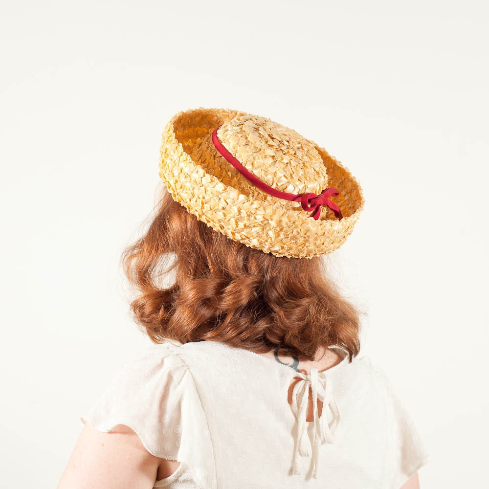 SALE / sale / vintage 1950s hat / straw hat / Madeline
