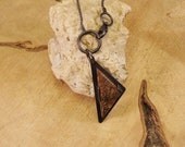 Fossil Dinosaur Bone in Black Silver Pendant