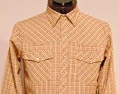 Vintage 80s Plaid Western Style Snap Front David Hunter Sportswear Levis Strauss & Co Size L