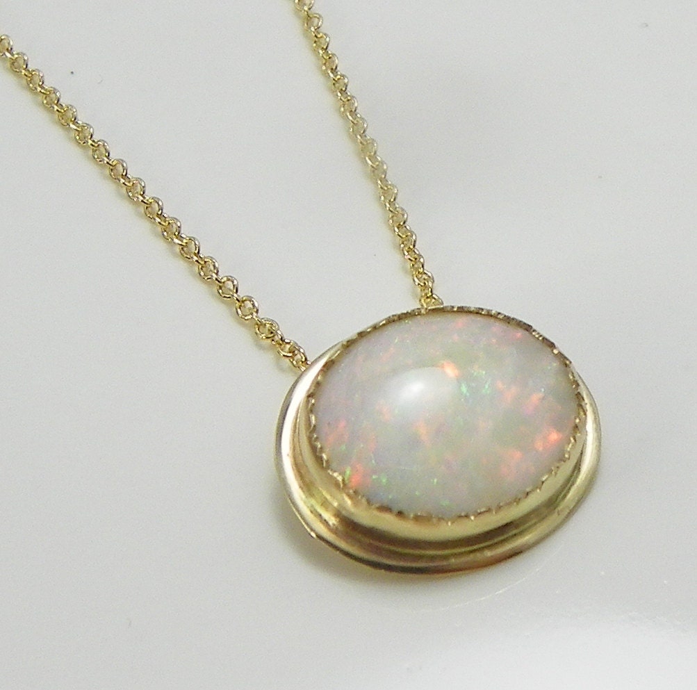 Opal Recycled 14k Gold Necklace, Handmade Necklace, Ethiopian Opal, Wedding Jewelry, Simple, Wedding Necklace, Eco Friendly, Sustainable