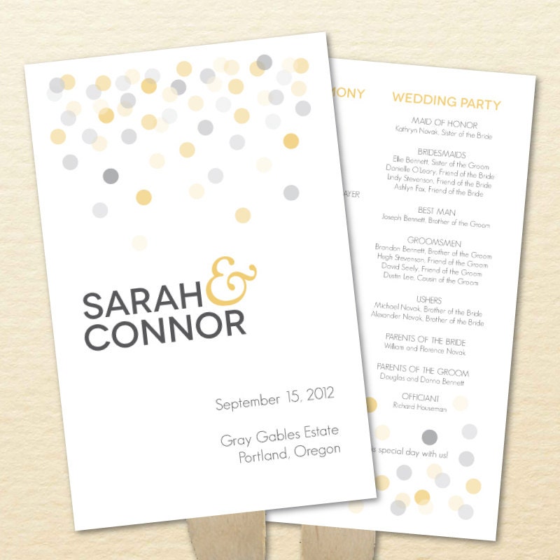 Printable Program Fan -- Confetti No. 5 Collection