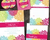 Mini Printable DIY Digital Party Package for the "Blooming Bride to Be" Bridal Shower Invitation, Thank you card, Pick your color theme