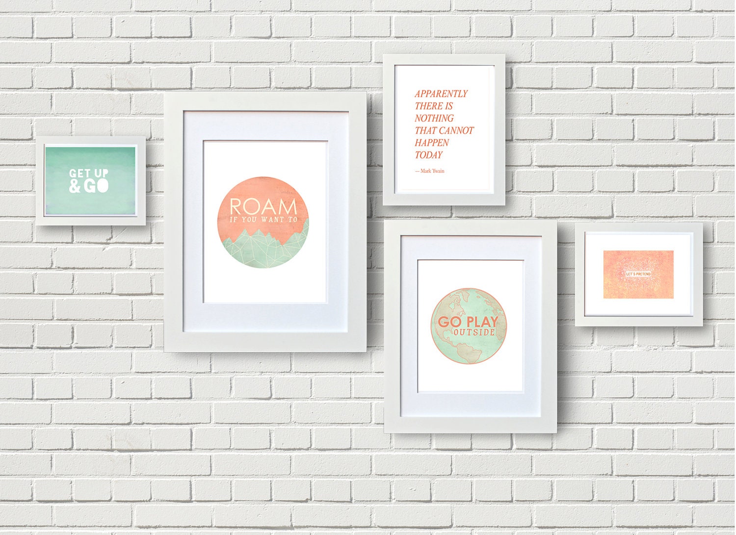 NEW MIX & MATCH Set of 5 Art Prints, Matching Print Display, coordinating prints various sizes, cluster, assorted for modern office or home