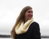Twisted Knit Cowl: Women's Infinity Scarf Soft, Textured, Chunky Pale Yellow
