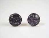 Black Chunky Glitter Nail Polish Earrings - Made to Order