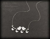 Bird Family Necklace . 4 Baby Bird Necklace . Personalized Mother's Necklace . Custom Sterling Silver Bird Necklace . OUR LITTLE FAMILY
